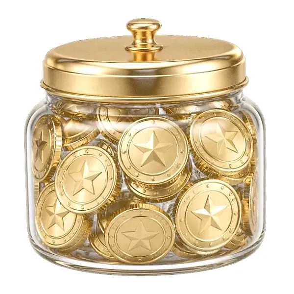 Coin-filled jar — Candyland Casino