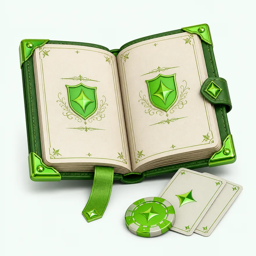 Open rulebook with cards — Candyland Casino